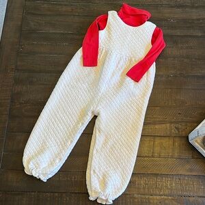 The Beaufort Bonnet Company TBBC Palmetto Pearl Quilted Romper +Red Turtleneck
